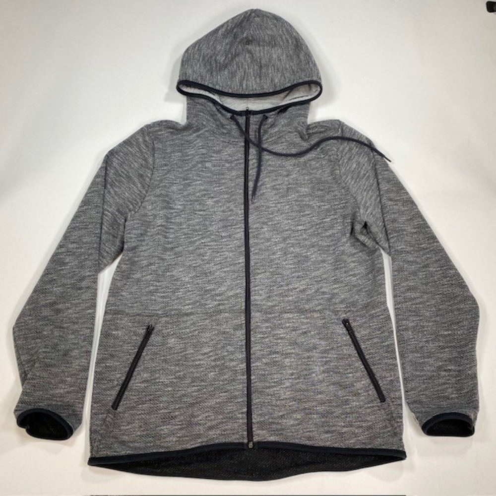 Hustle Homage Mens Large Grey Textured Full Zip‎ Hoodie Athletic Sweatshirt